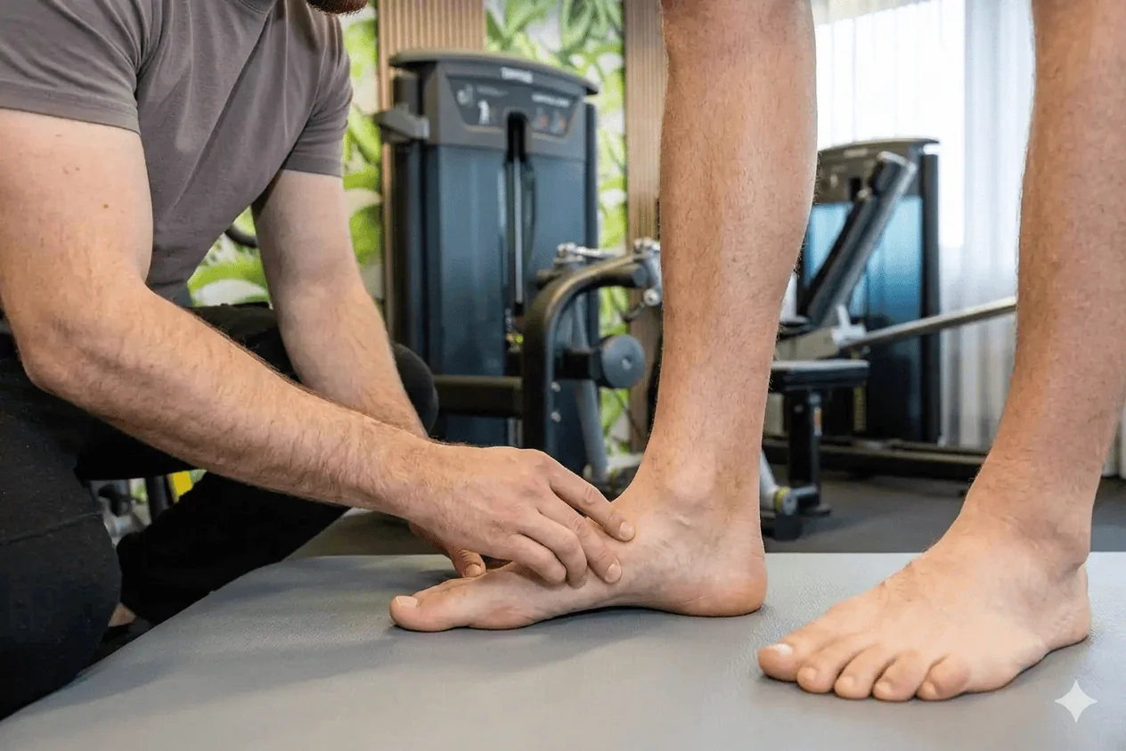 Physiotherapeut bei der Fussstellungsanalyse und Ganganalyse in der Praxis PhysioFit Kauz Dübendorf.